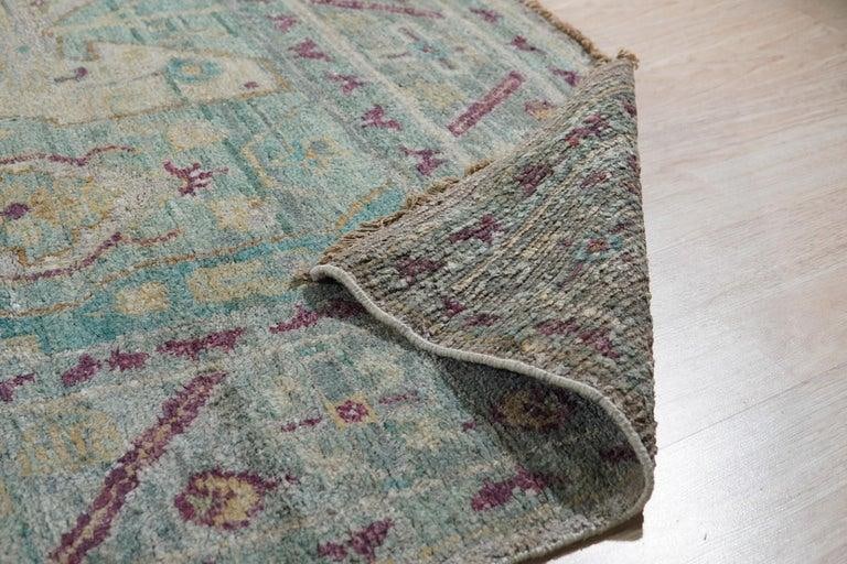 9x12 Green Hand-Knotted Silk Faded Turquoise Medallions Tribal Modern Carpet Rug - 4