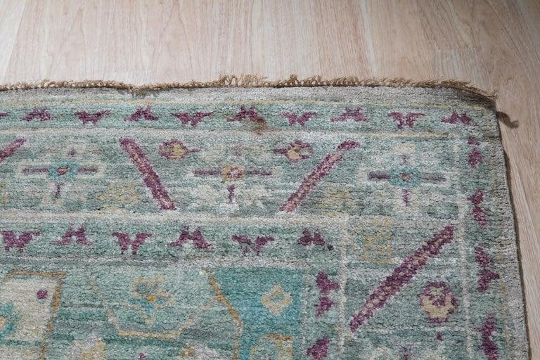9x12 Green Hand-Knotted Silk Faded Turquoise Medallions Tribal Modern Carpet Rug - 5