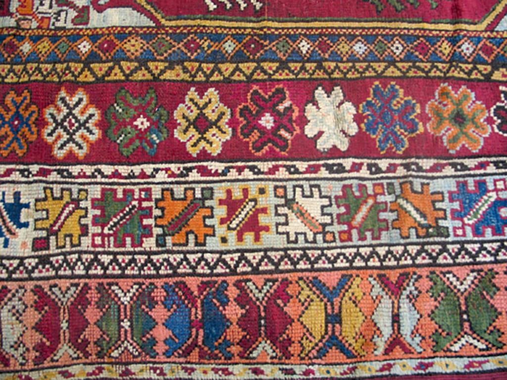 1900s Red Medallion Antique Moroccan Rabat Rug 6'8" X 9'6" Handknotted Wool Carpet - 4