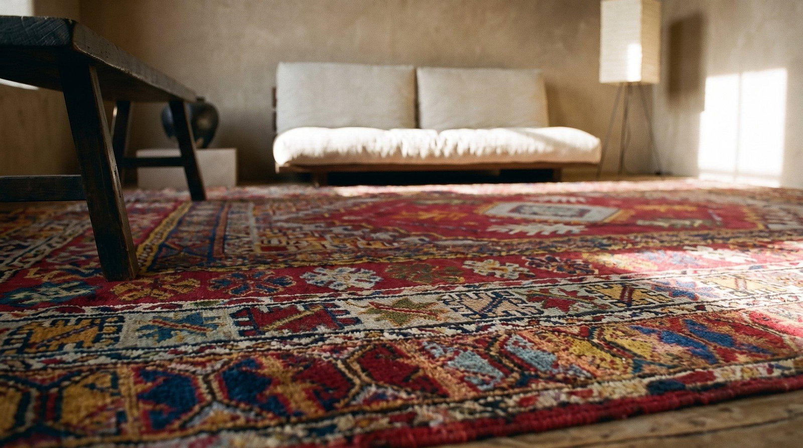 1900s Red Medallion Antique Moroccan Rabat Rug 6'8" X 9'6" Handknotted Wool Carpet - 8