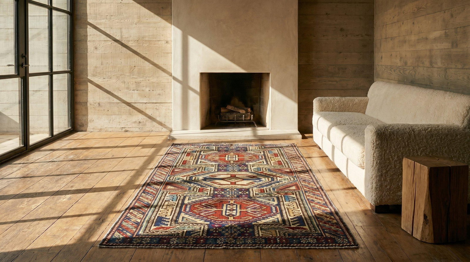 1890s Multic Geometric Tribal Antique Caucasian Shirvan Rug 3'5" X 4'5" Handknotted Wool Carpet - 7