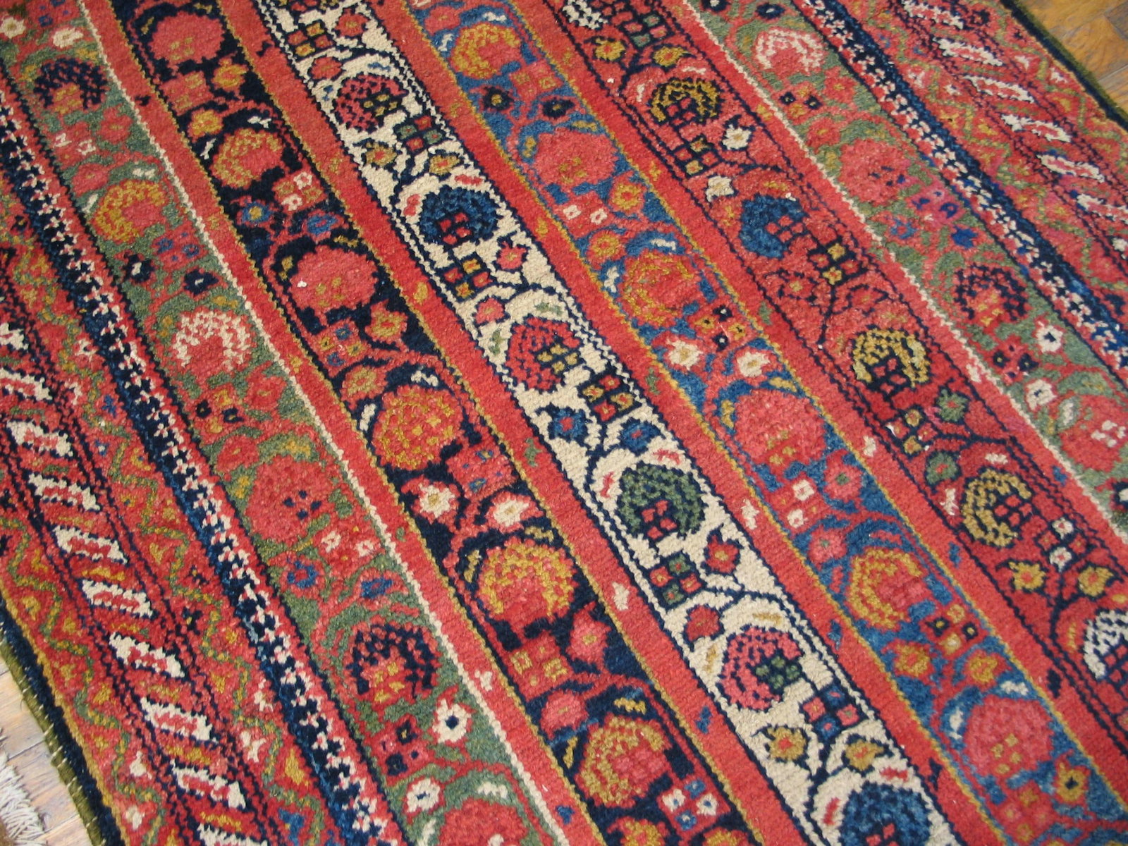 1900s Multicolor Geometric Handknotted Antique Persian Kurdish Runner Rug '5" X 11'8" Wool Carpet - 3