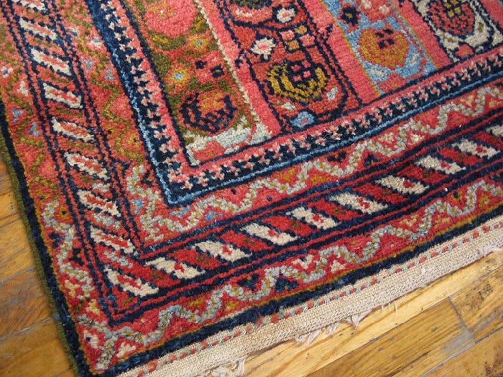 1900s Multicolor Geometric Handknotted Antique Persian Kurdish Runner Rug '5" X 11'8" Wool Carpet - 4