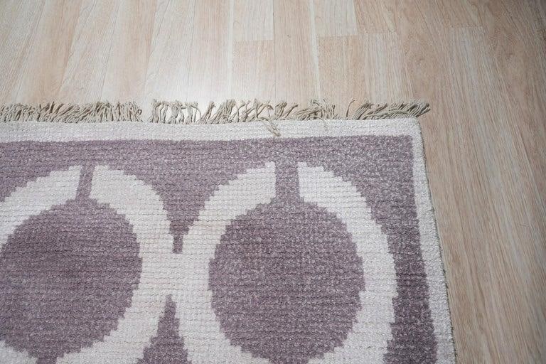 6x9 Brown Hand-Knotted Wool Bamboo Silk Linked Circles Design Tribal Carpet Rug - 3