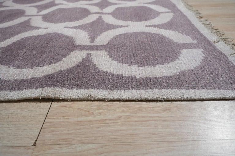 6x9 Brown Hand-Knotted Wool Bamboo Silk Linked Circles Design Tribal Carpet Rug - 4