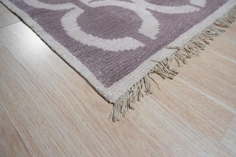 6x9 Brown Hand-Knotted Wool Bamboo Silk Linked Circles Design Tribal Carpet Rug - 5