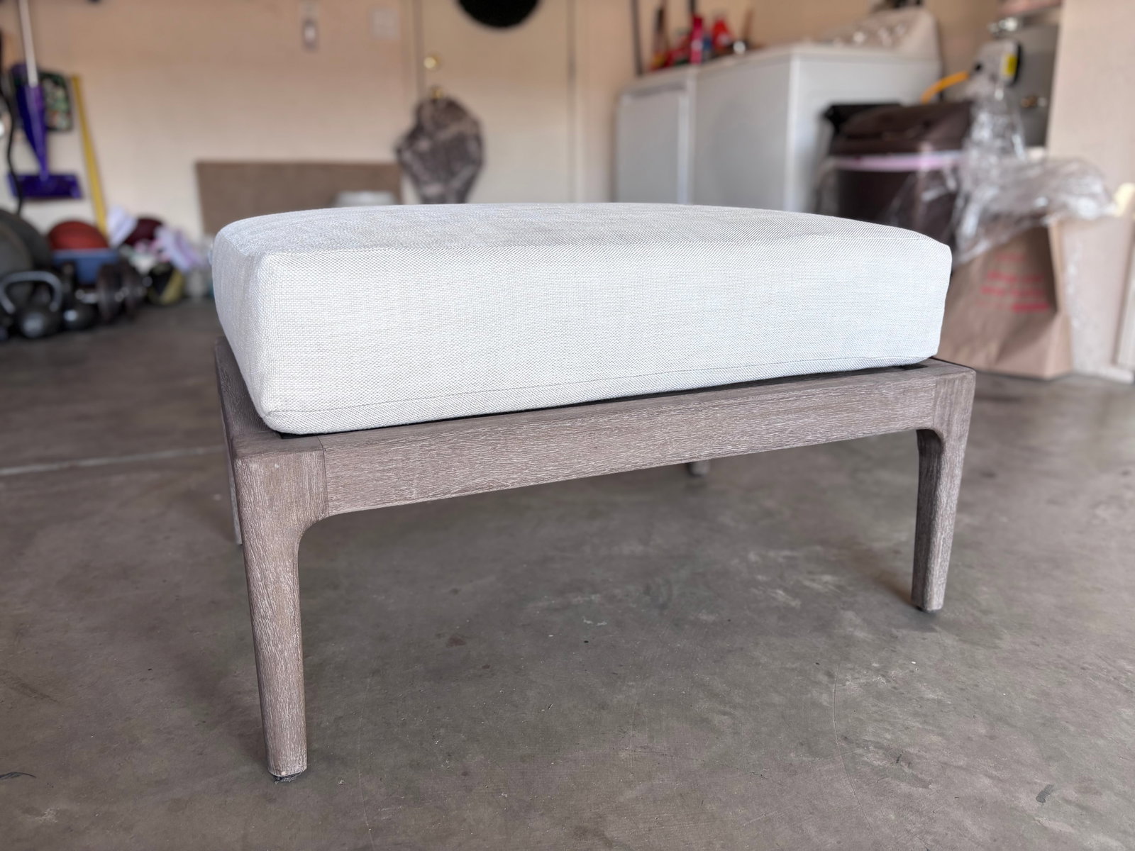 Restoration Hardware Laurel Teak Ottoman - 4