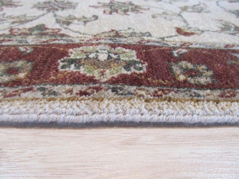 Standard Size Ivory Hand-Knotted Wool Symmetrical Floral Lattice Traditional Rug - 3
