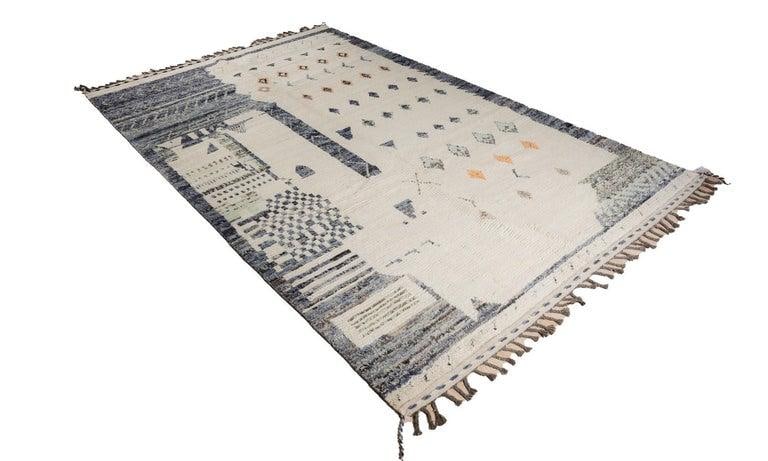 6x9 Gray Hand-Knotted Wool Diamond Field Tribal Modern Carpet Rug - 2
