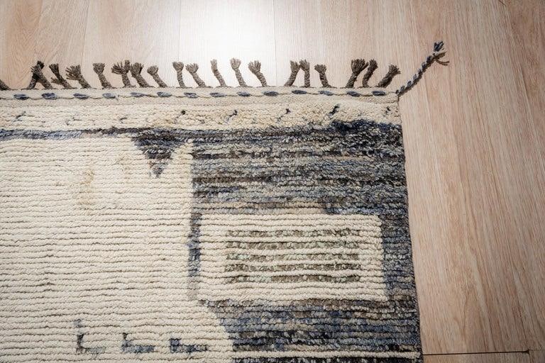 6x9 Gray Hand-Knotted Wool Diamond Field Tribal Modern Carpet Rug - 3