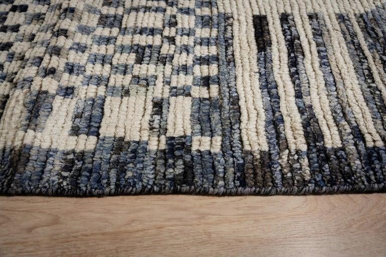 6x9 Gray Hand-Knotted Wool Diamond Field Tribal Modern Carpet Rug - 5