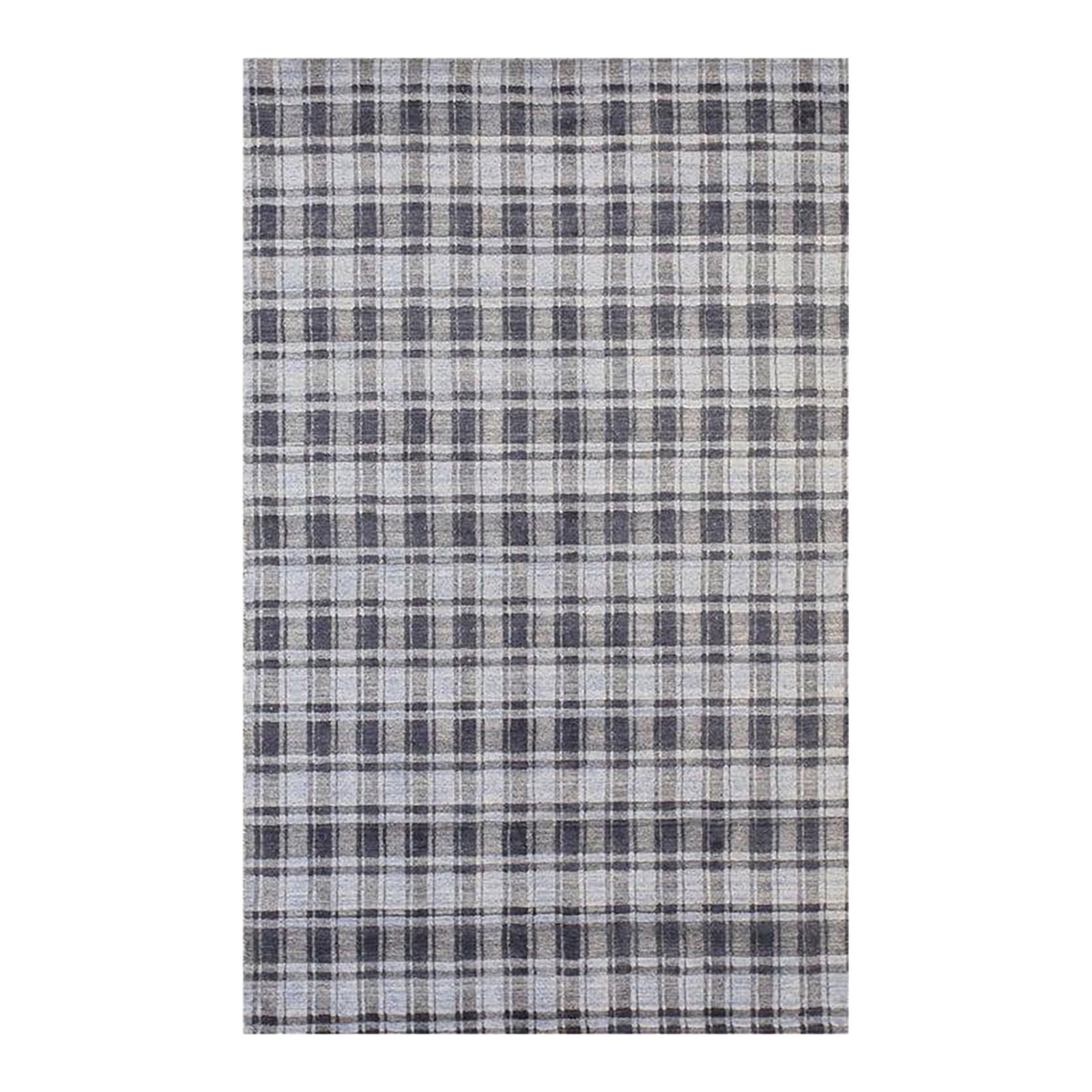 5x8 Gray Hand-Knotted Bamboo Silk Subtle Plaid Weave Geometric Modern Carpet Rug: This gray bamboo silk rug features a hand knotted pile weave and falls under the EORC Rugs style category. Manufactured in India, this floor covering combines traditional craftsmanship with modern
