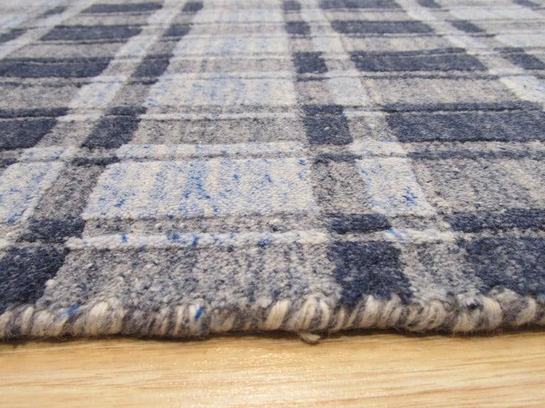 5x8 Gray Hand-Knotted Bamboo Silk Subtle Plaid Weave Geometric Modern Carpet Rug - 4