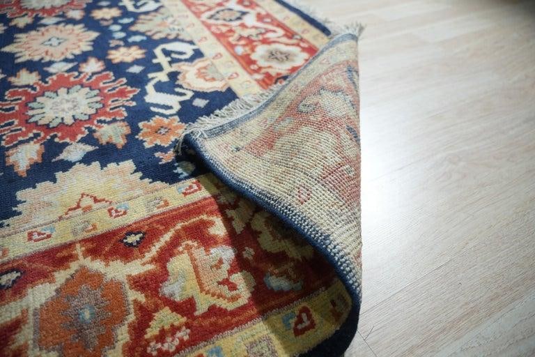 8x10 Blue Hand-Knotted Wool Floral Constellations Classic Traditional Carpet Rug - 3