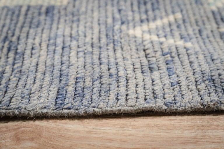 9x12 Blue Hand-Knotted Wool Floating Diamond Motifs Tribal Modern Carpet Rug - 2