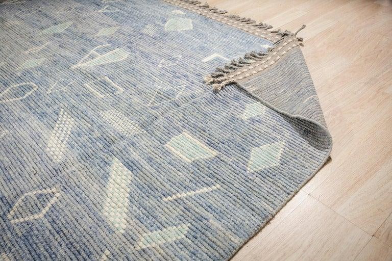 9x12 Blue Hand-Knotted Wool Floating Diamond Motifs Tribal Modern Carpet Rug - 5