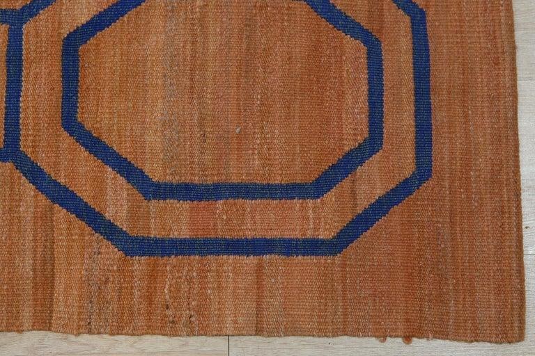 9x11 Brown Flat Weave Wool Linked Octagons Geometric Modern Carpet Rug - 3