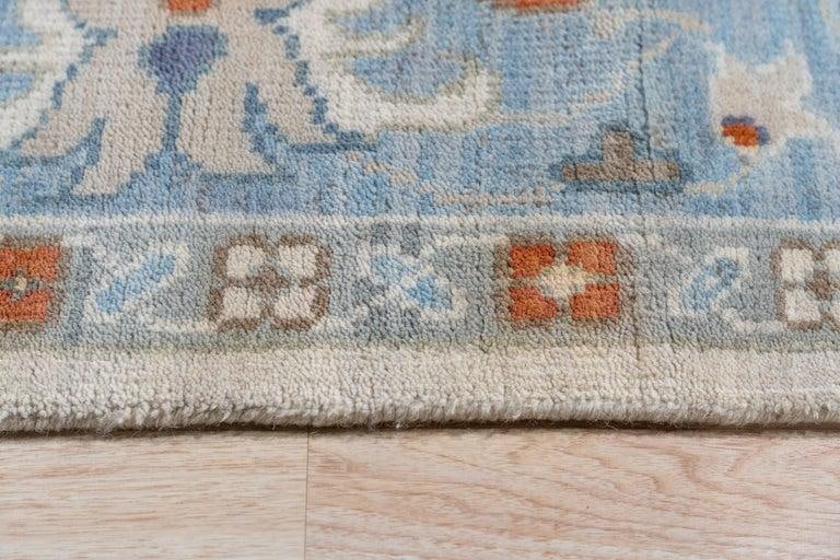 8x10 Ivory Hand-Knotted Wool Sky Blue Border Classic Traditional Carpet Rug - 5