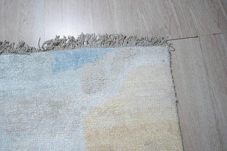 6x9 Multicolor Hand-Knotted Bamboo Silk Watercolor Jewel Tone Abstract Rug - 2