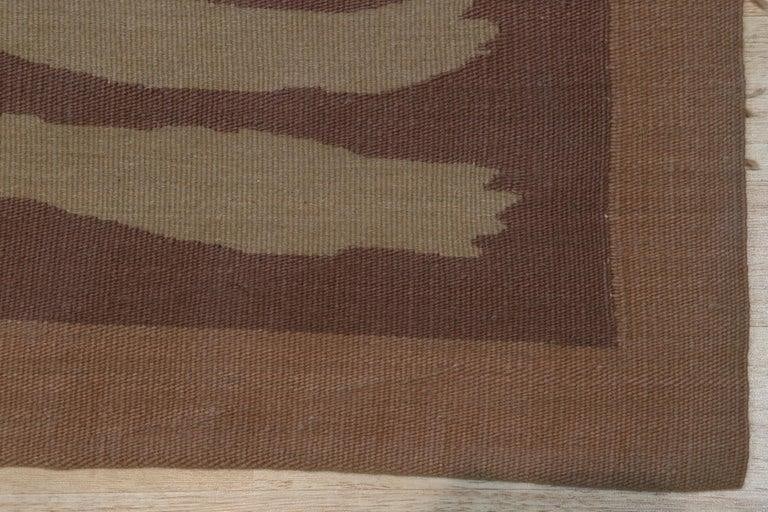6x8 Ivory Flat Weave Wool Brushstroke Blocks Vintage Mid Century Carpet Rug - 3