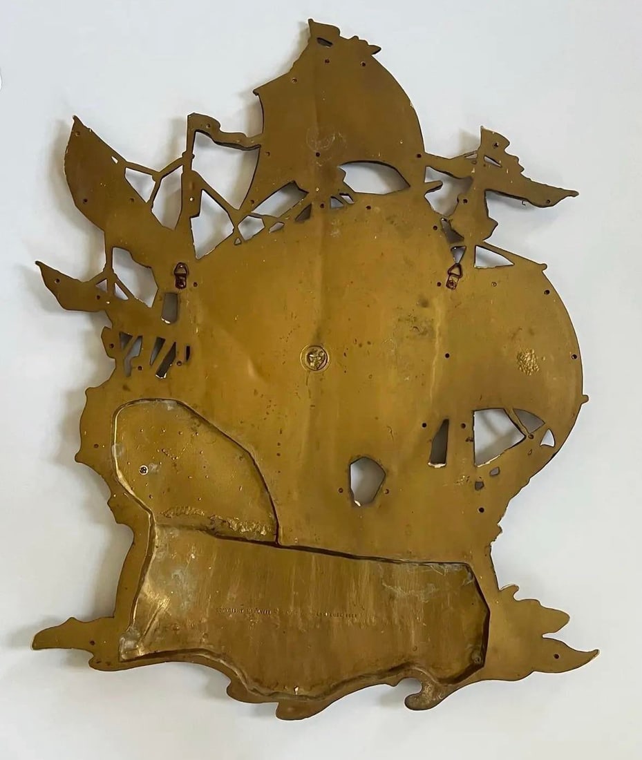 Large 1968 Brass Spanish Galleon Wall Sculpture by Dart Industries - Mid Century Nautical Ship Wall - 3