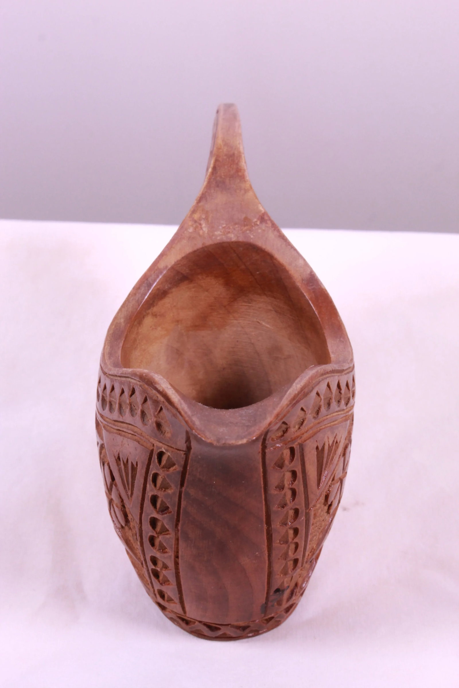 Antique 1900s Hand-Carved Wooden Wedding Cup From Former Yugoslavia/European Balkan - 3