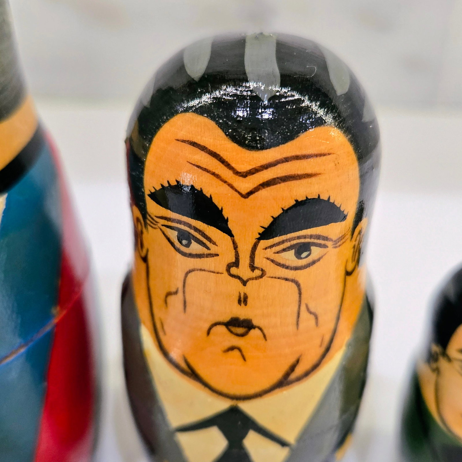 Vintage Russian Political Nesting Dolls, Hand-Painted Moscow 1991, Set of 5 - 10