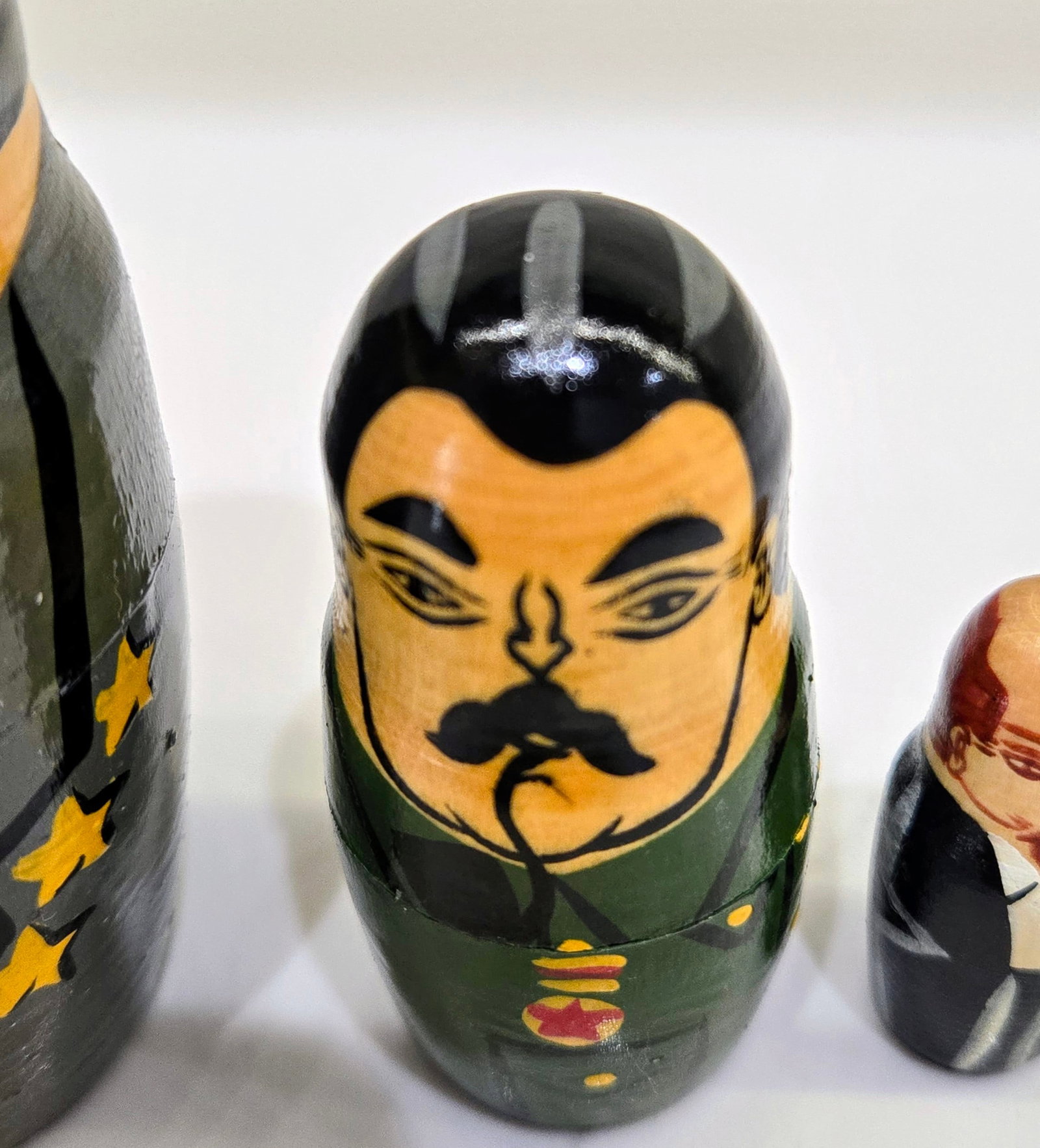 Vintage Russian Political Nesting Dolls, Hand-Painted Moscow 1991, Set of 5 - 11