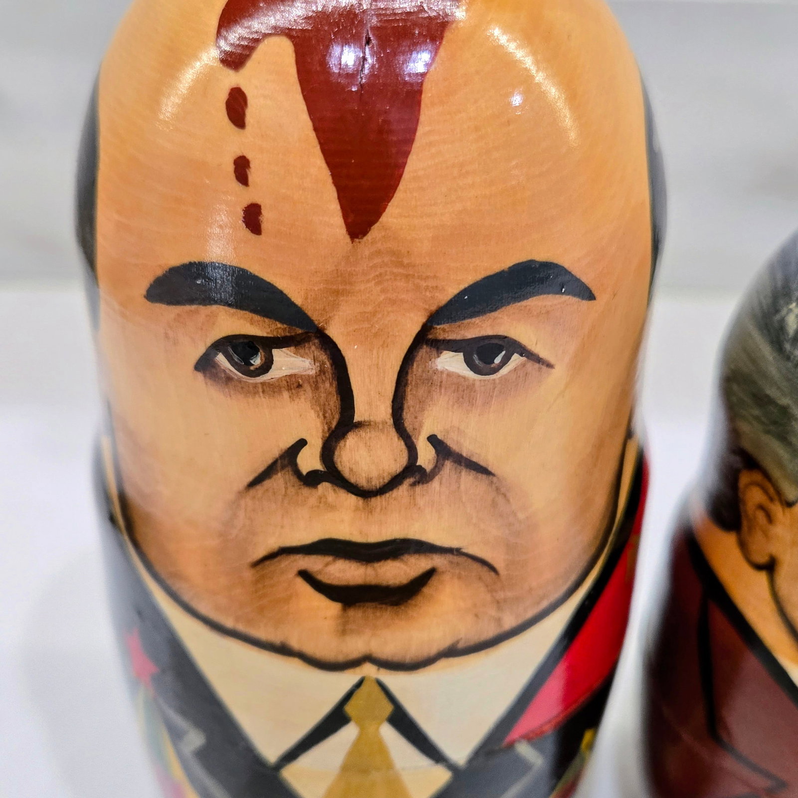 Vintage Russian Political Nesting Dolls, Hand-Painted Moscow 1991, Set of 5 - 8