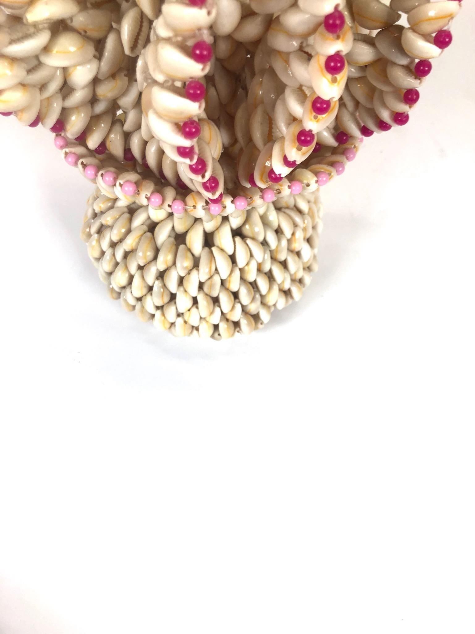 Vintage Ruffled Cowrie Puka Sea Shell Vase | Trompe L'oeil - 3