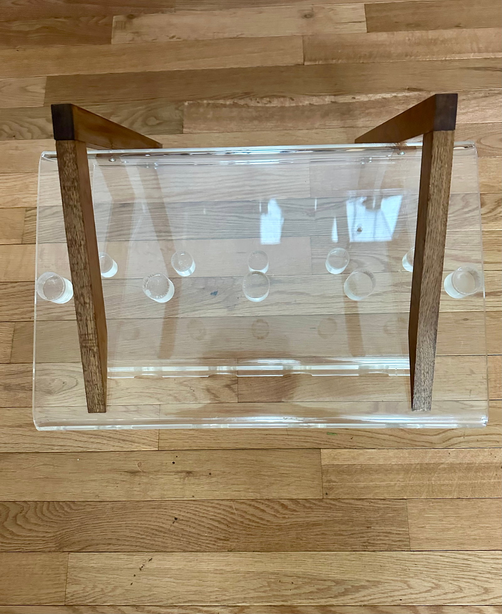 Vintage Lucite and Wood Wine Rack, 1980s Modern Minimalist 8 Bottle Bar Display - 12
