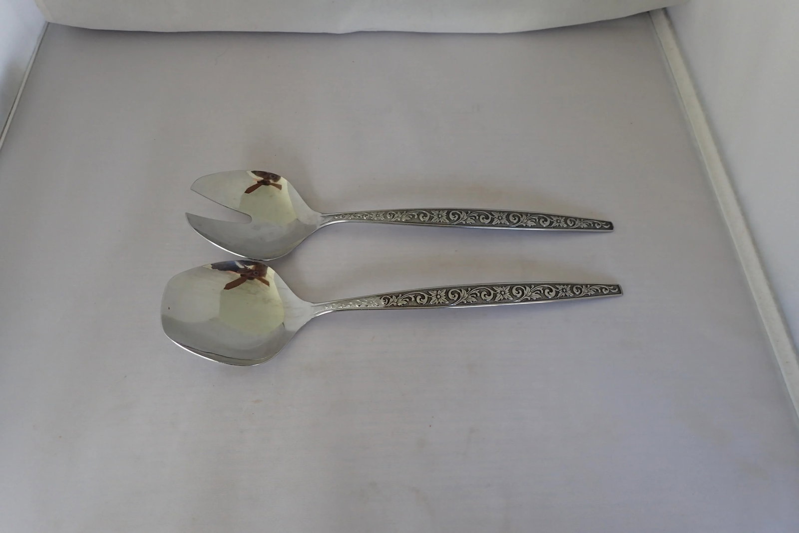 Floral Stainless Serving Fork & Spoon - 3
