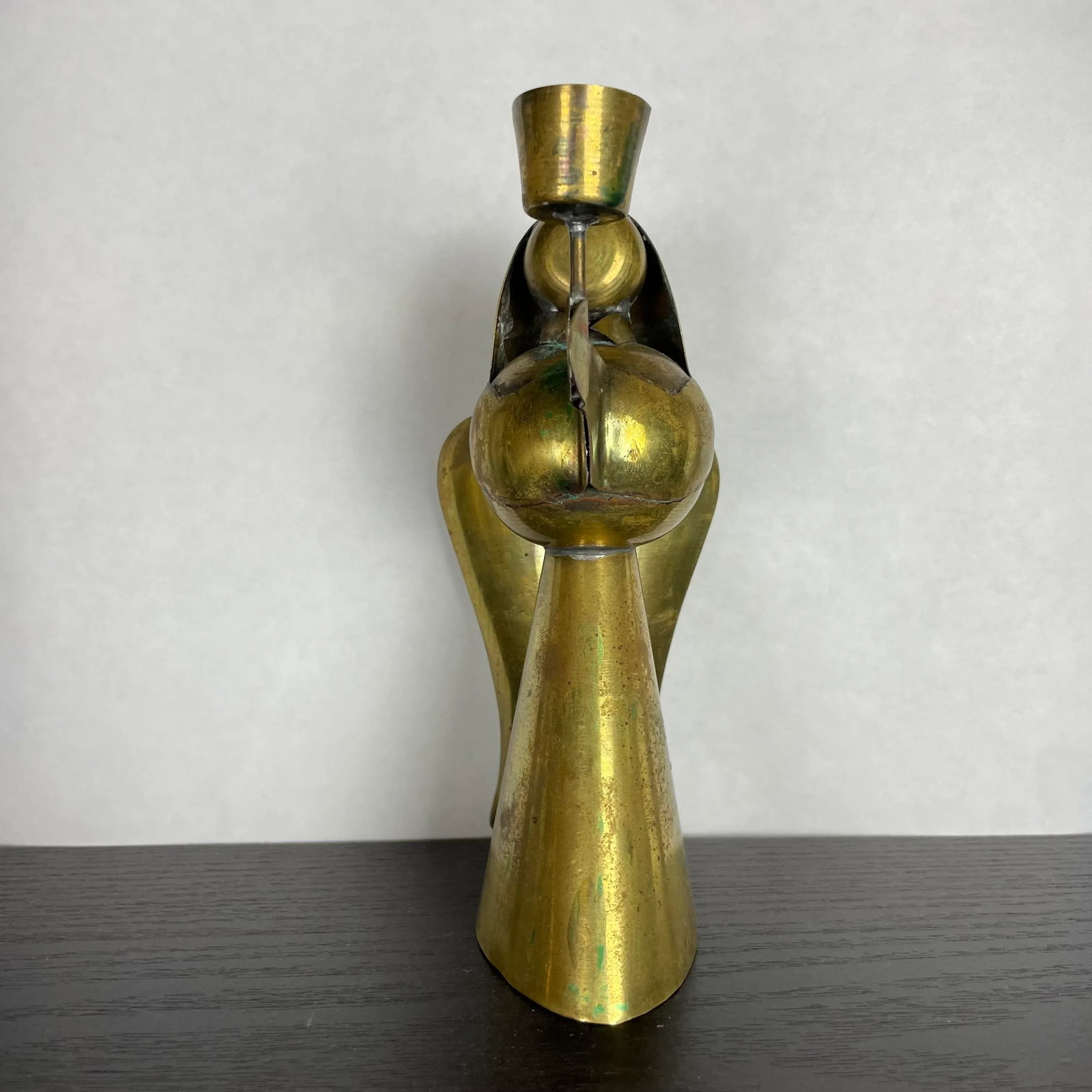 Vintage Mid 20th Century Brass Angels Candle Holders Shabby Chic Farmhouse Style Rustic - a Pair - 10