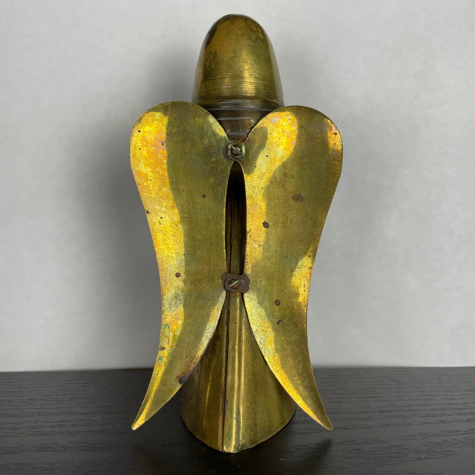 Vintage Mid 20th Century Brass Angels Candle Holders Shabby Chic Farmhouse Style Rustic - a Pair - 5