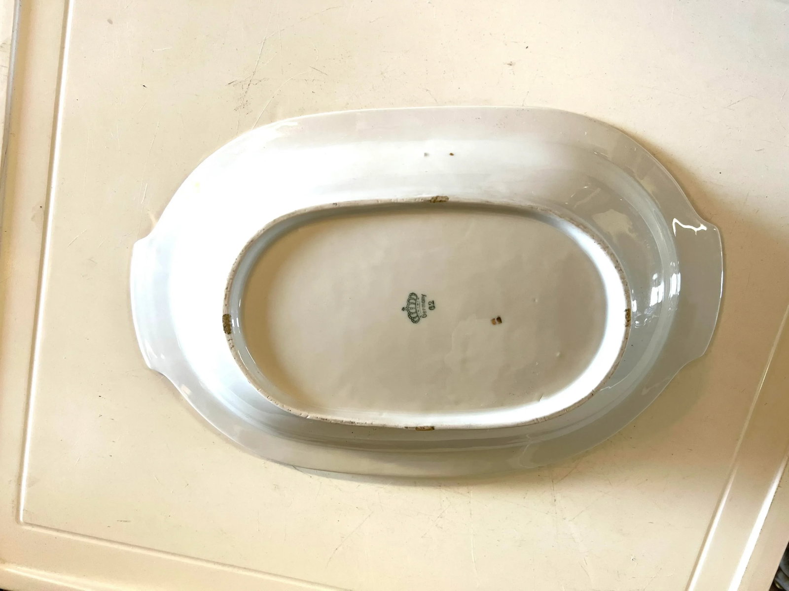 1960s Vintage Oval White & Gold Bowl - 6