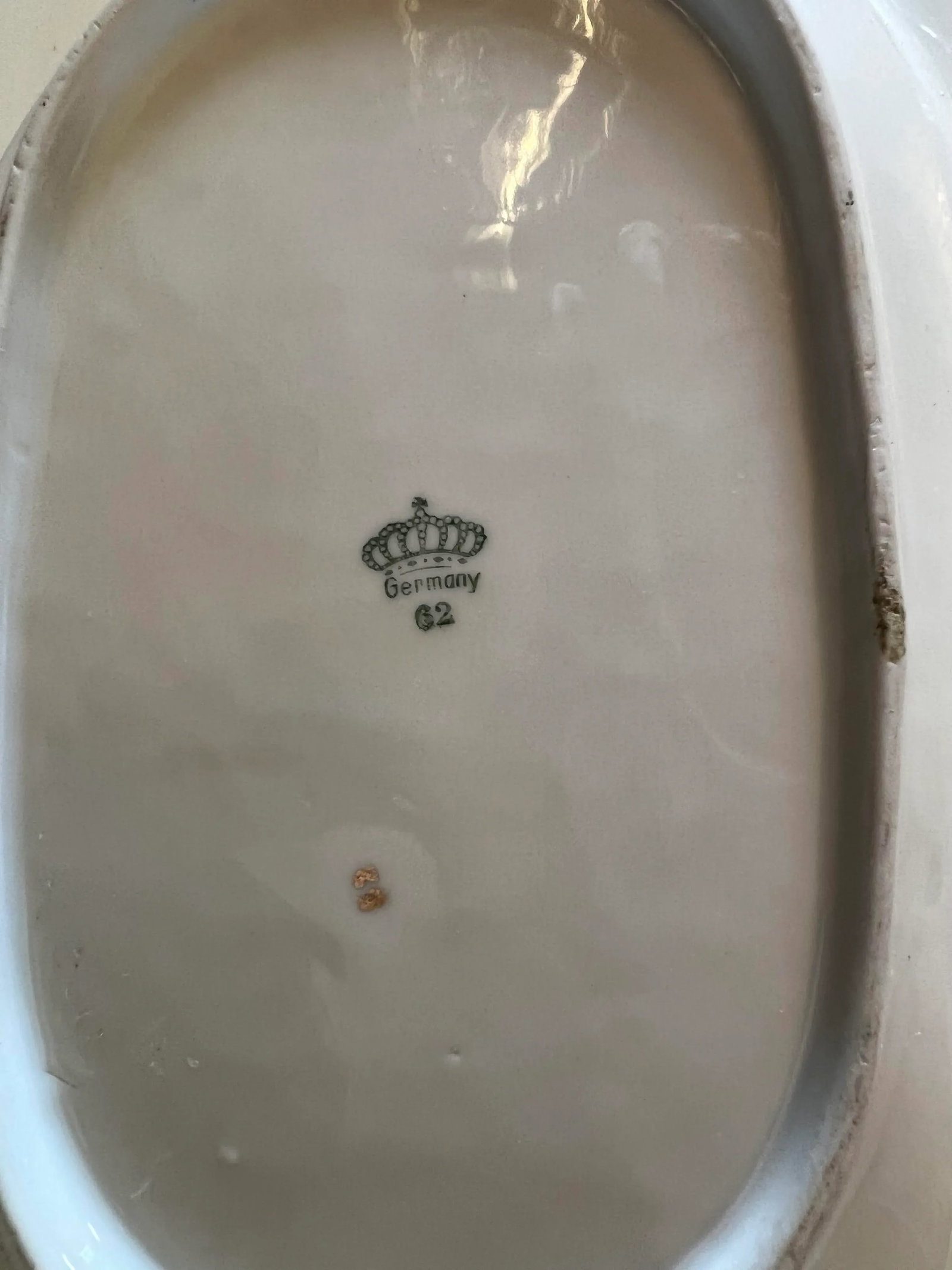 1960s Vintage Oval White & Gold Bowl - 7