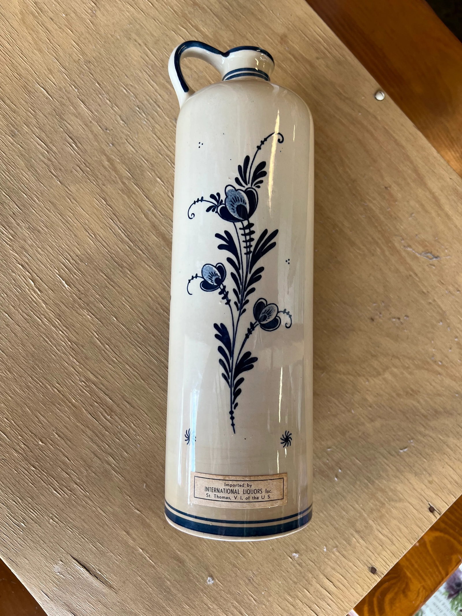 1970 Blue Delft Bols Windmill Decanter Liquor Bottle - 9