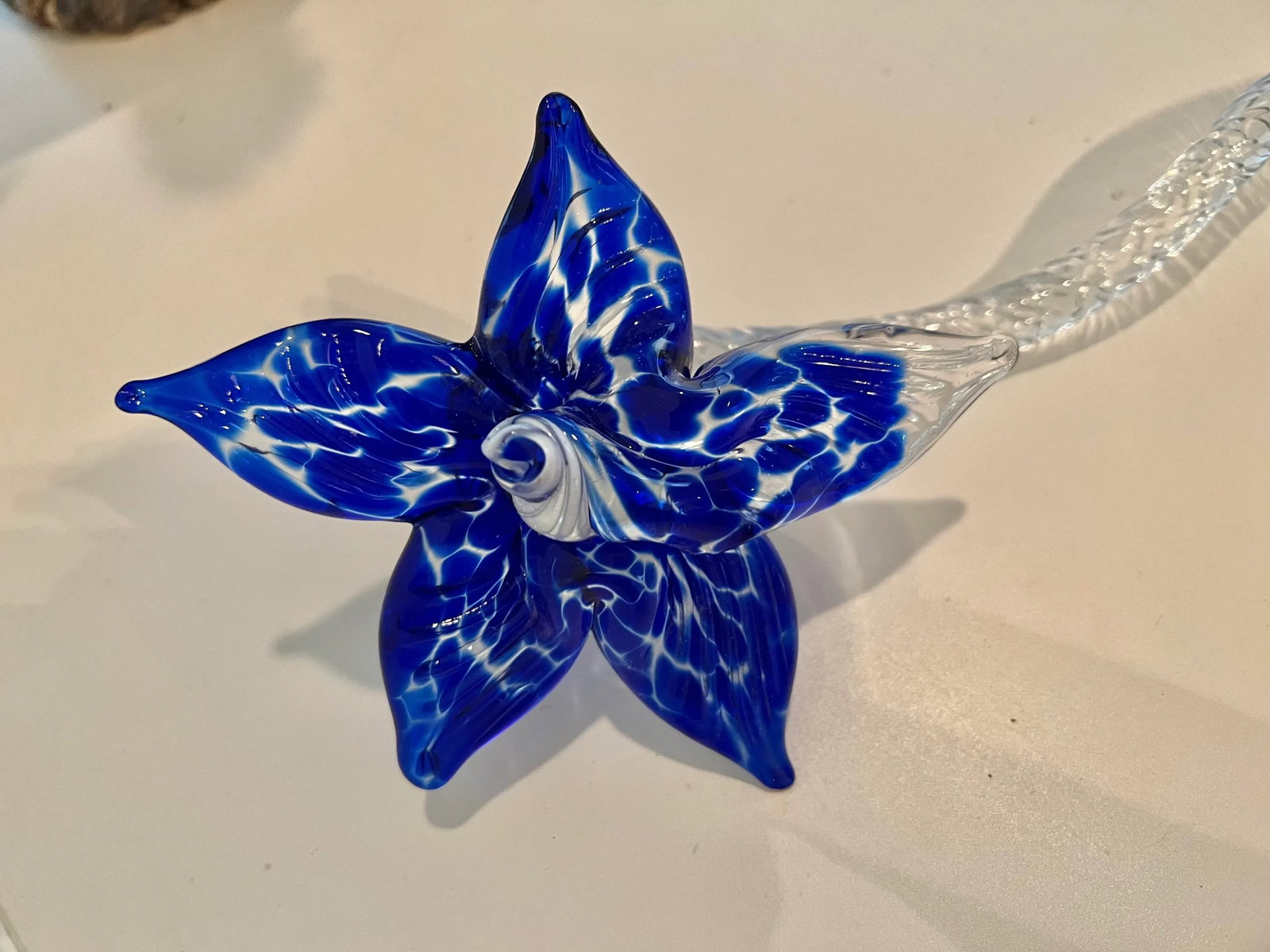 Glass Art Murano Style Long Stem Flower - 2