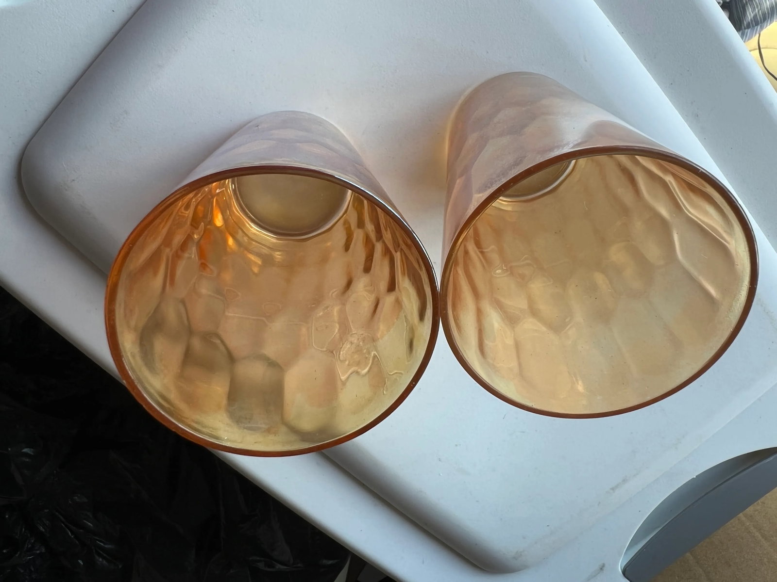 Carnival Glass Tumblers, Marigold Hex Optic Iridescent -Set of 2 - 4