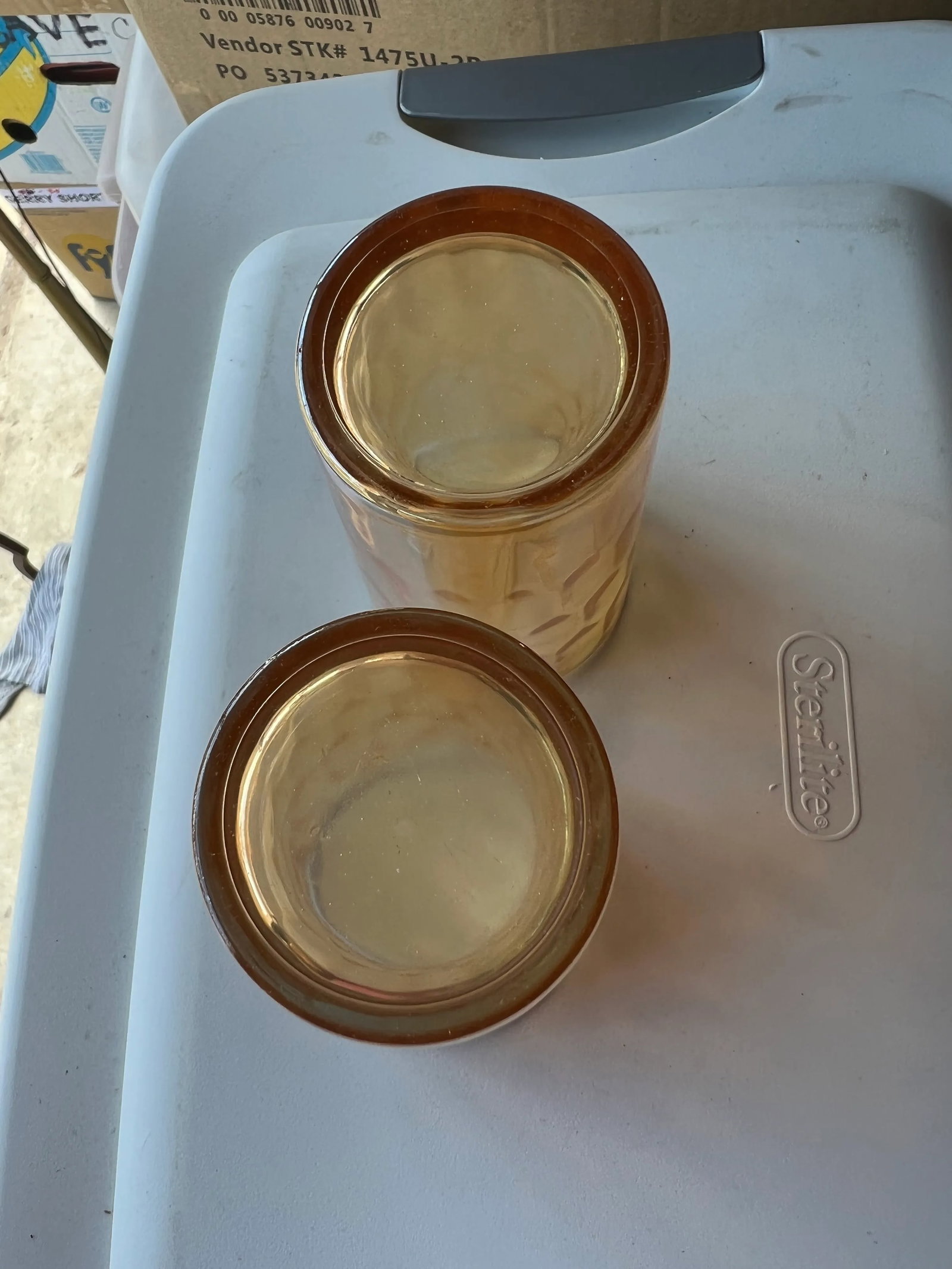 Carnival Glass Tumblers, Marigold Hex Optic Iridescent -Set of 2 - 6