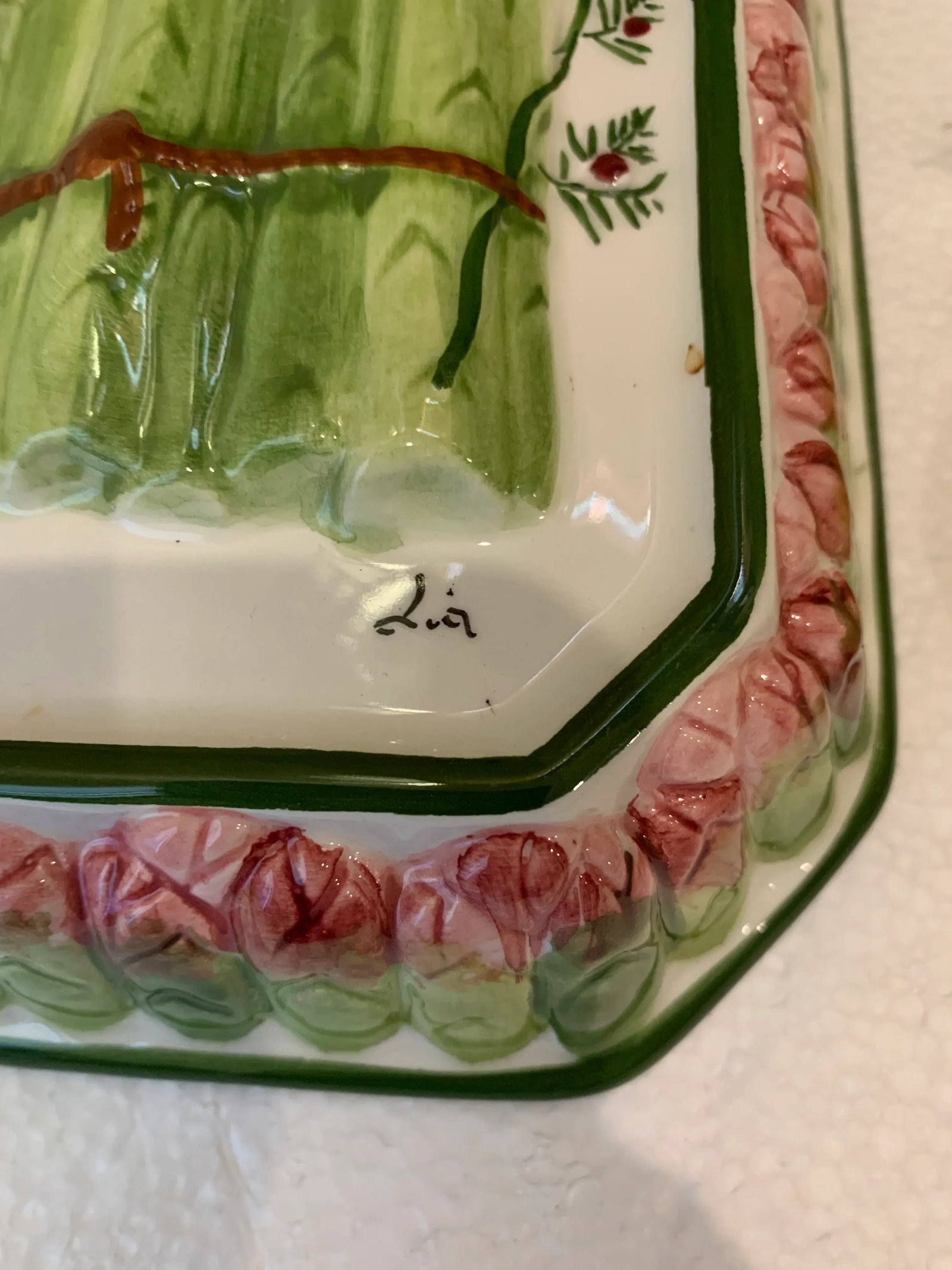 2000s Asparagus & Citrus Ceramic Mold/Wall Decor- Set of 2 - 2