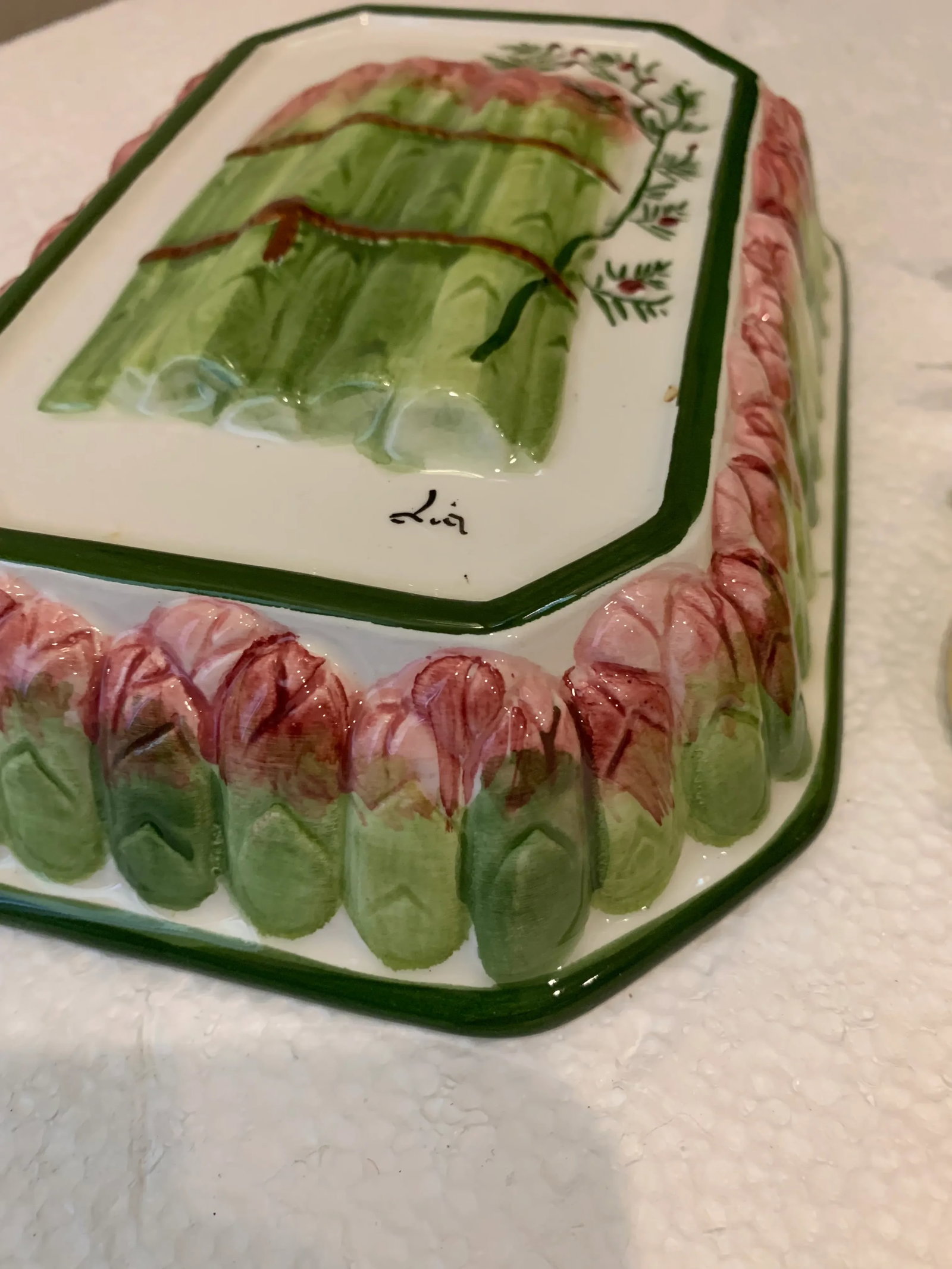 2000s Asparagus & Citrus Ceramic Mold/Wall Decor- Set of 2 - 3