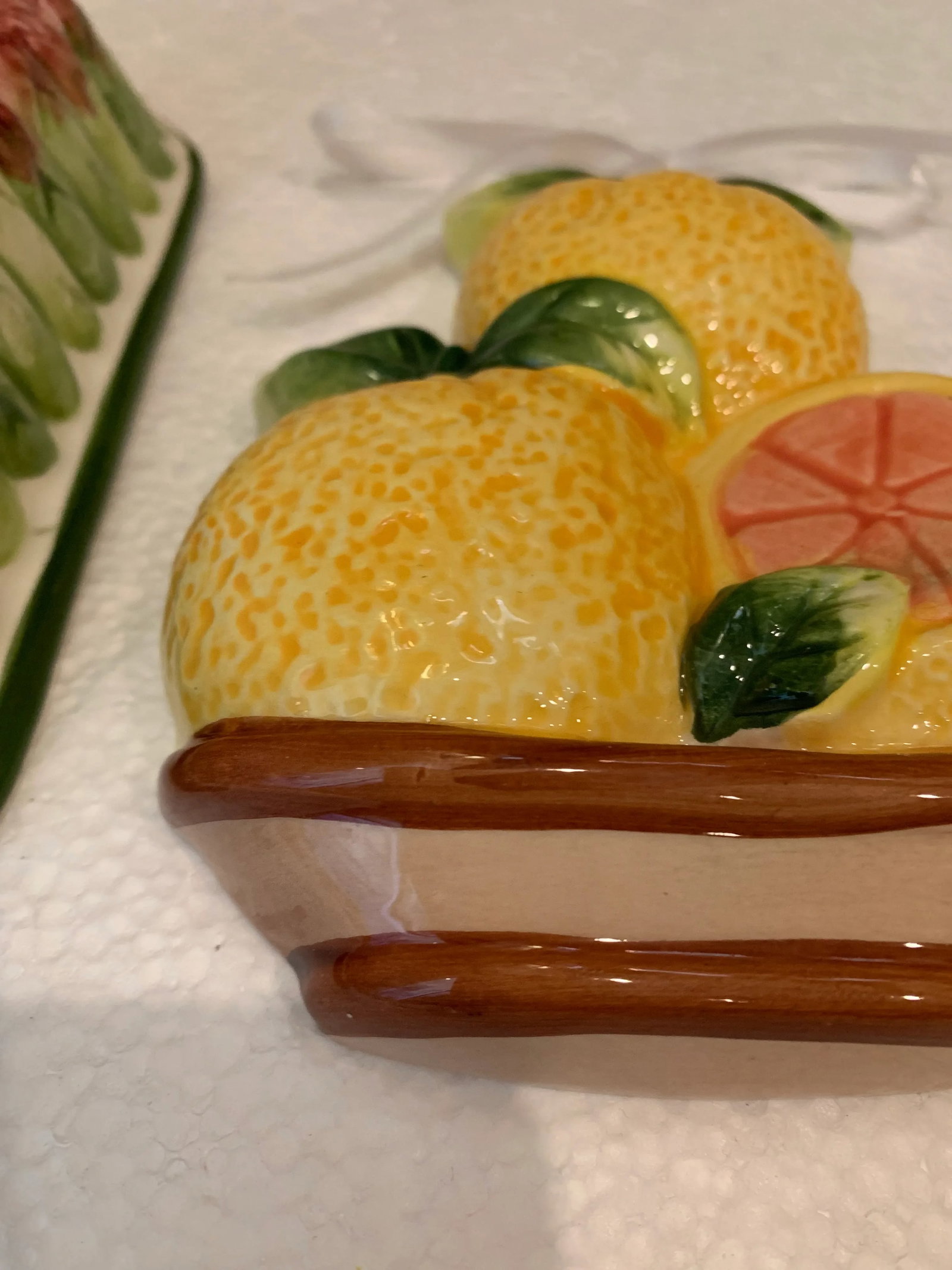 2000s Asparagus & Citrus Ceramic Mold/Wall Decor- Set of 2 - 4
