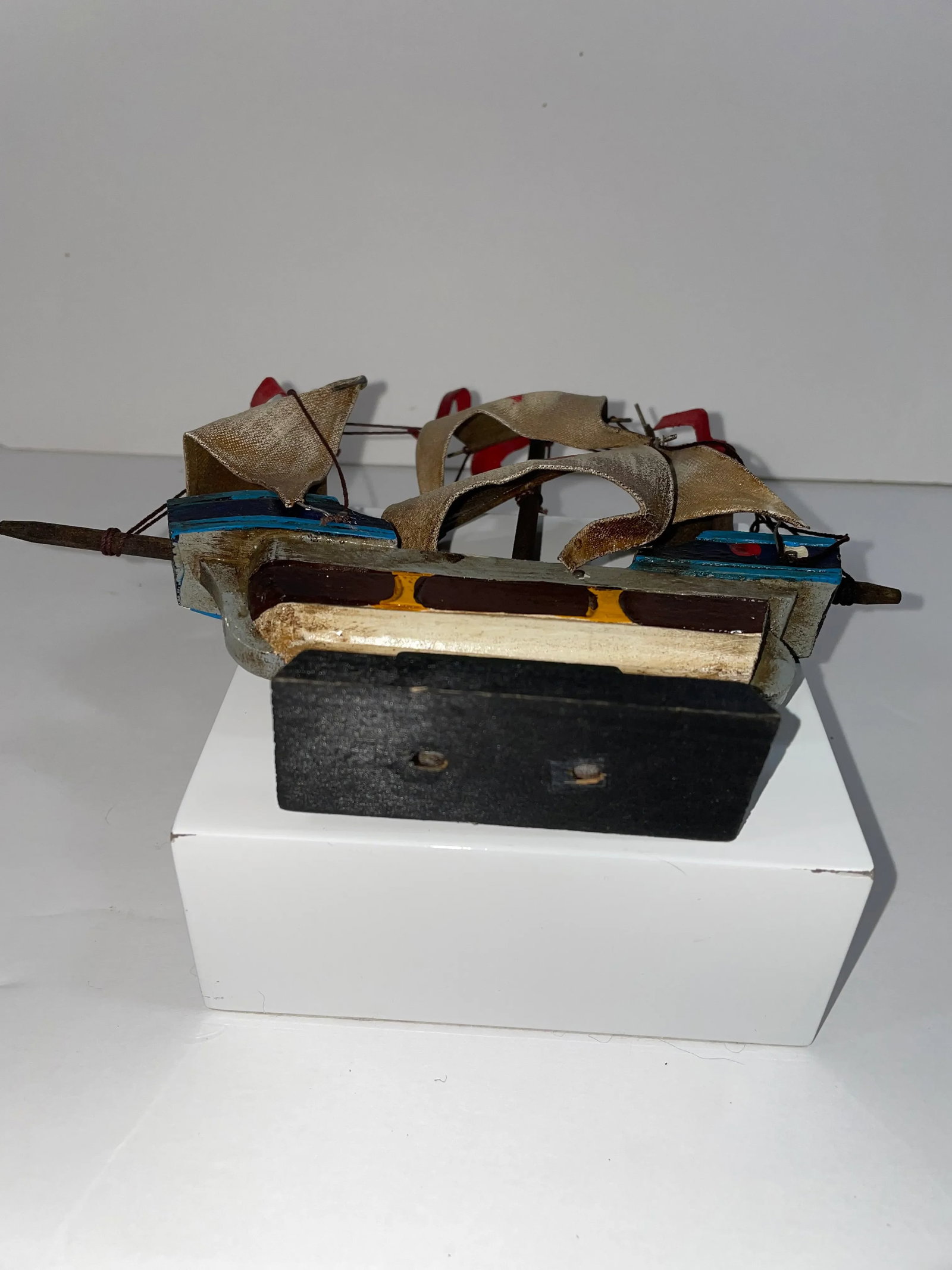 Vintage Mid 20th Century Wooden Sailing Ship "Pinta" 7" Tall - 11