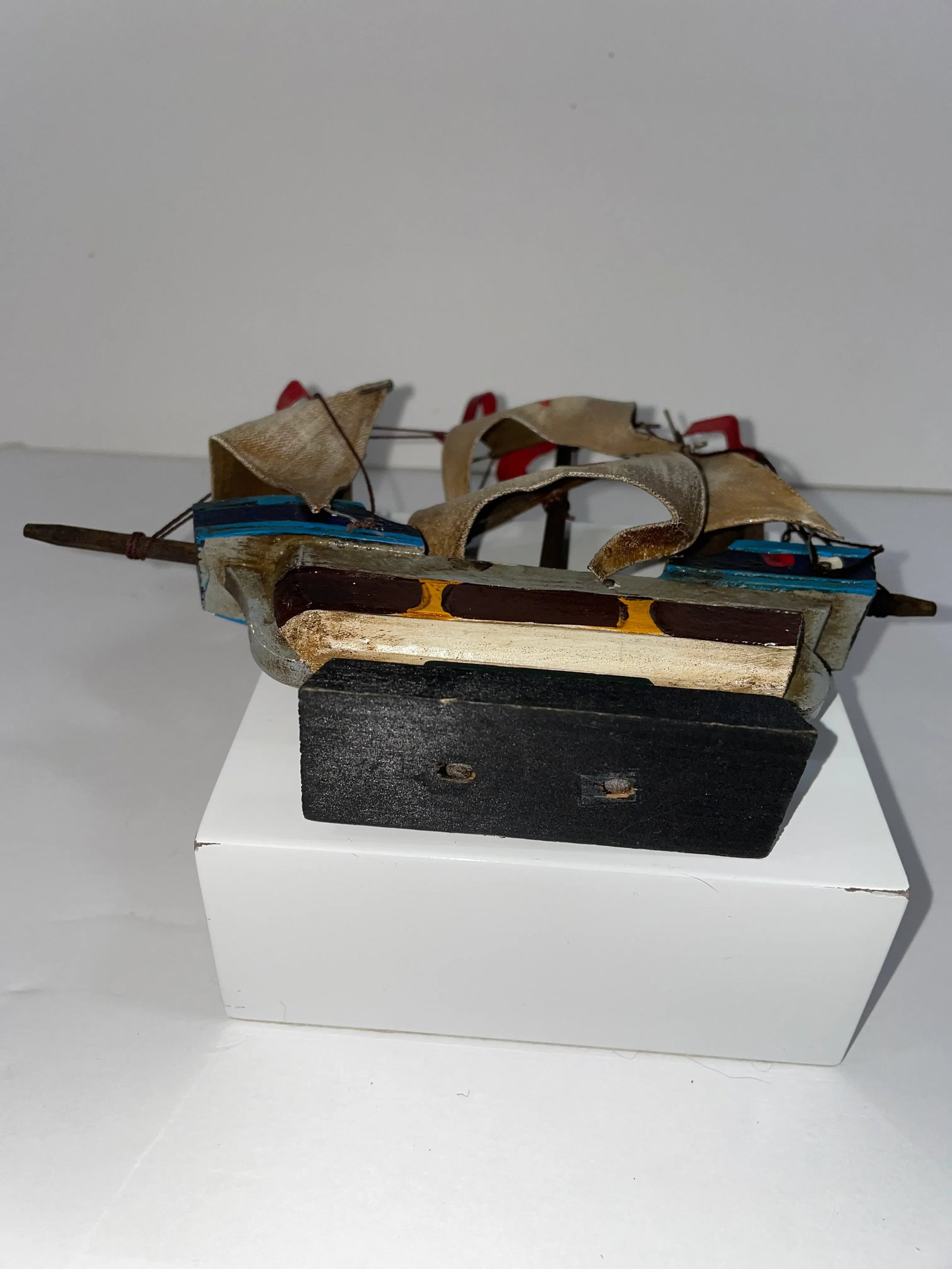 Vintage Mid 20th Century Wooden Sailing Ship "Pinta" 7" Tall - 12