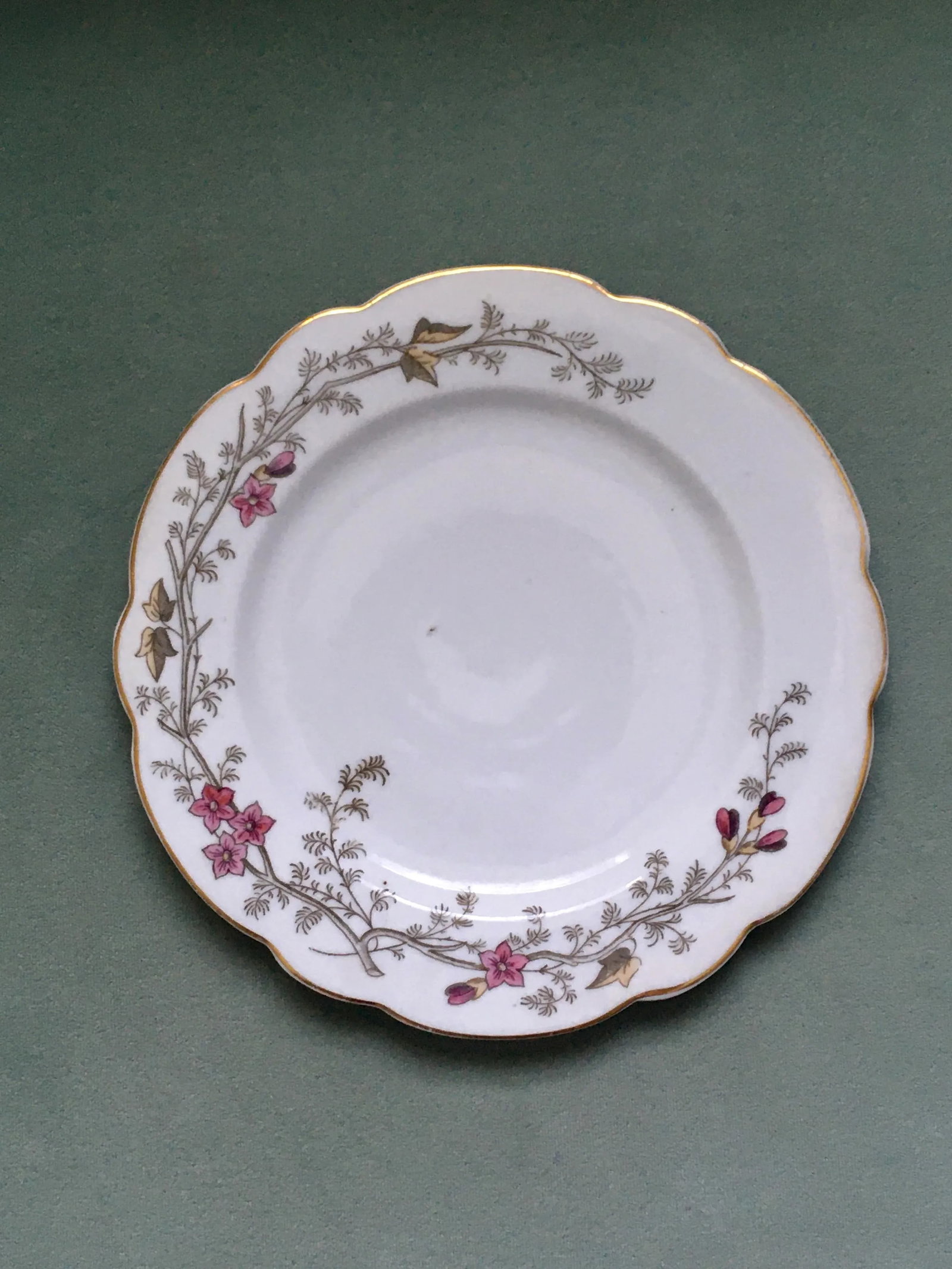 Antique Hand-Painted Floral Pattern Dinner Plates- a Pair - 2