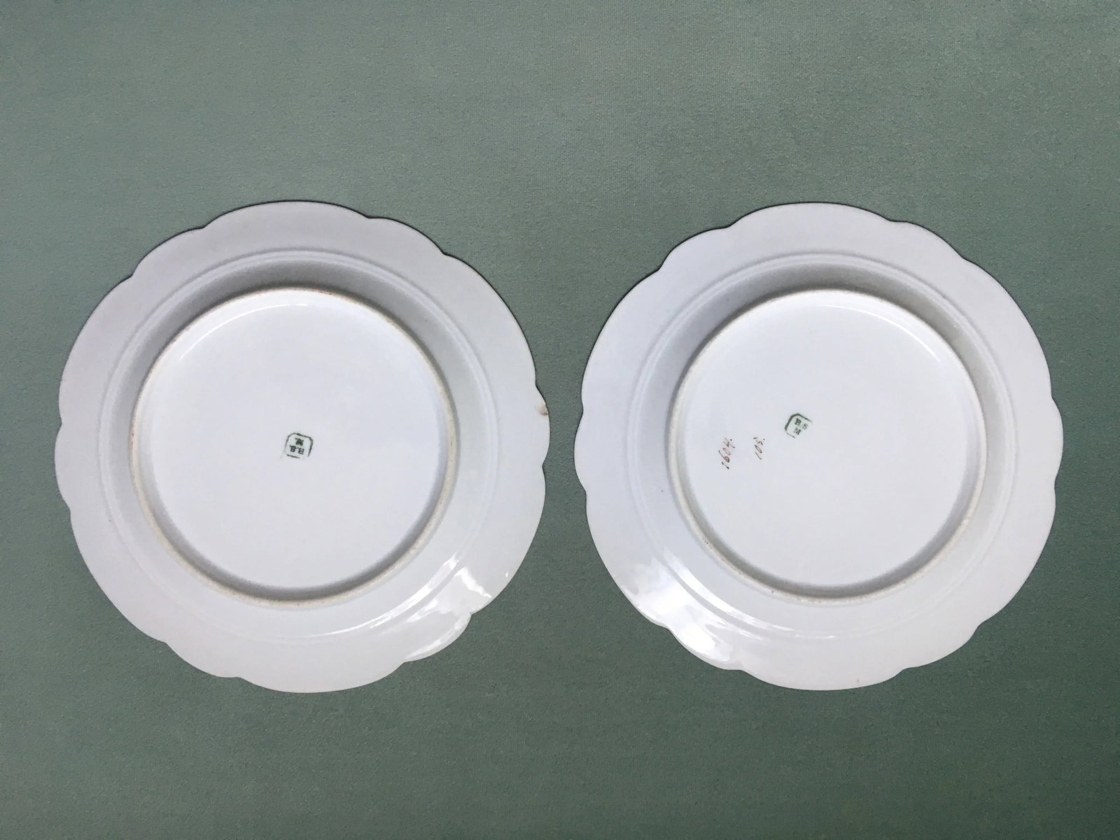 Antique Hand-Painted Floral Pattern Dinner Plates- a Pair - 7