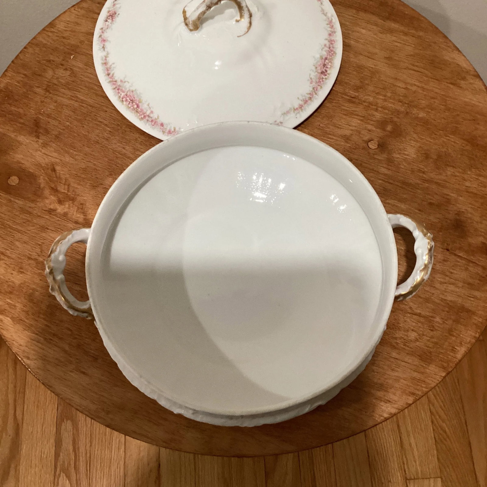 Antique Htf Theodore Haviland Limoges France Covered Serving Dish with Gold Accents - 2