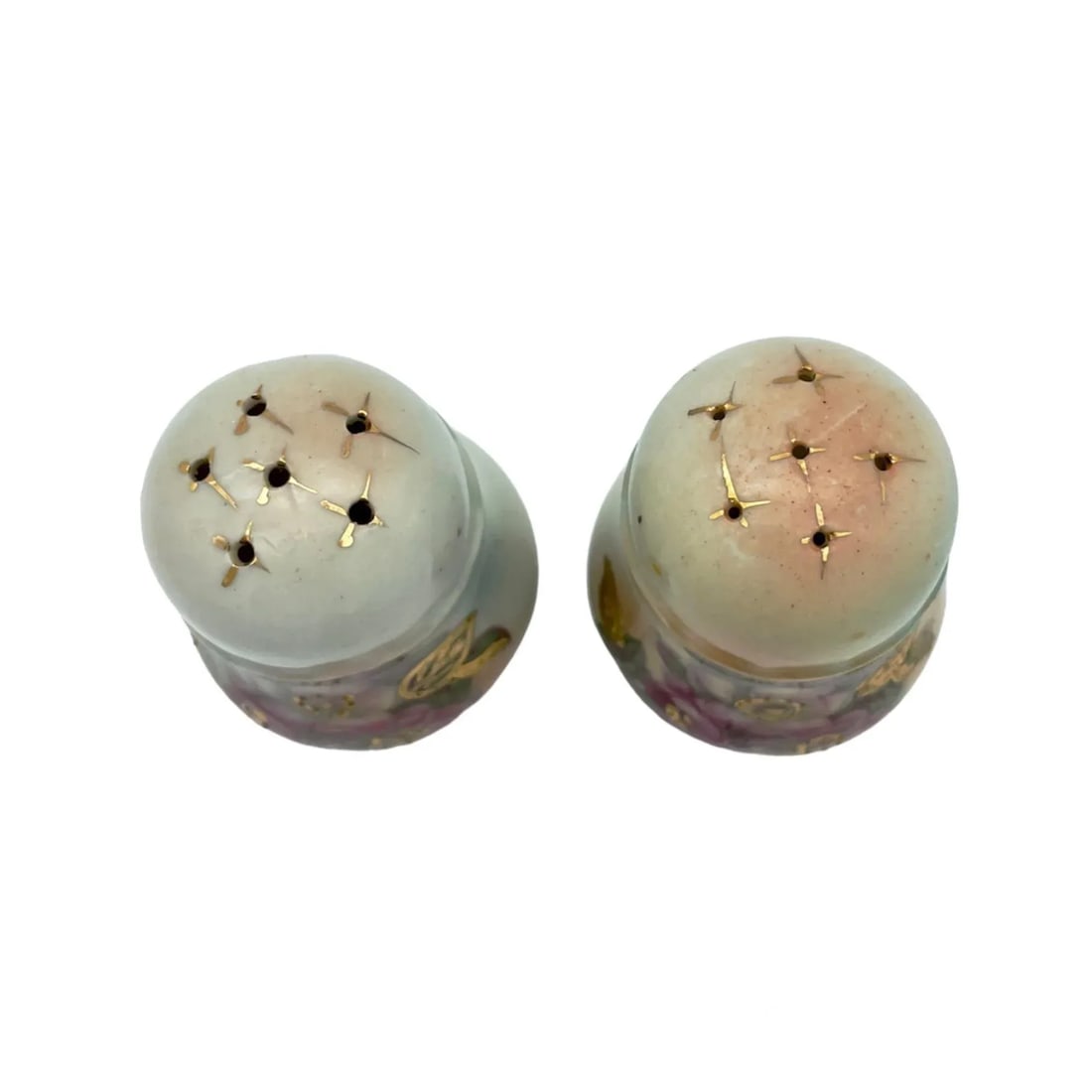 Vintage Porcelain Salt & Pepper Shakers With 24k Gold Details - 2