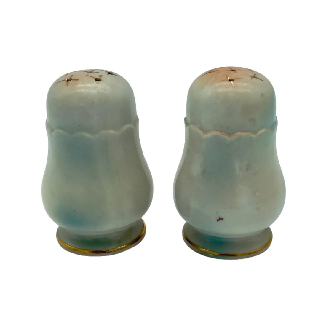 Vintage Porcelain Salt & Pepper Shakers With 24k Gold Details - 3